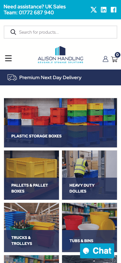 Homepage – mobile version