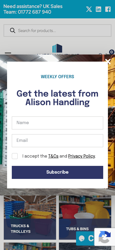 Newsletter sign-up – mobile version