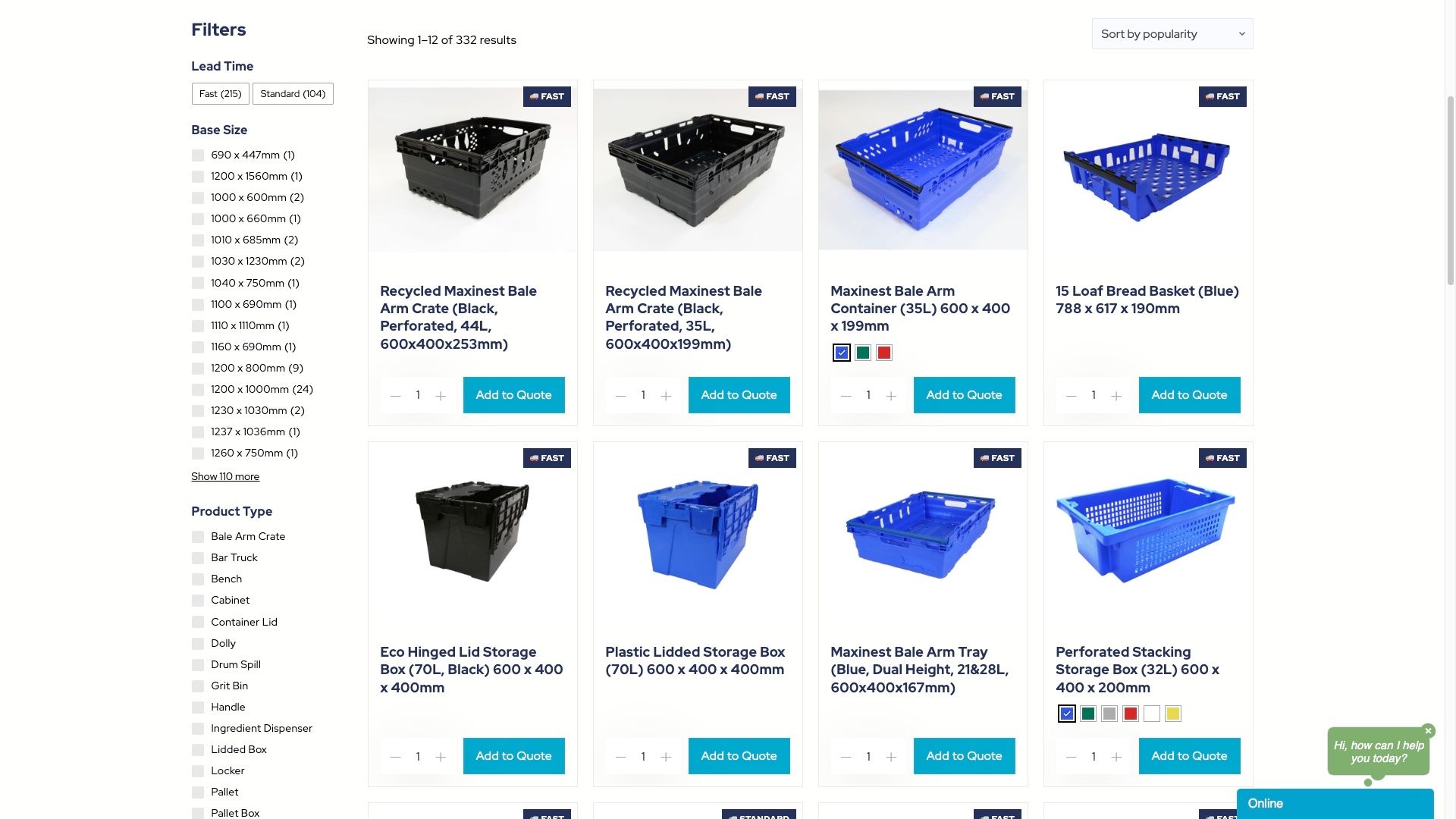 Product list with filters