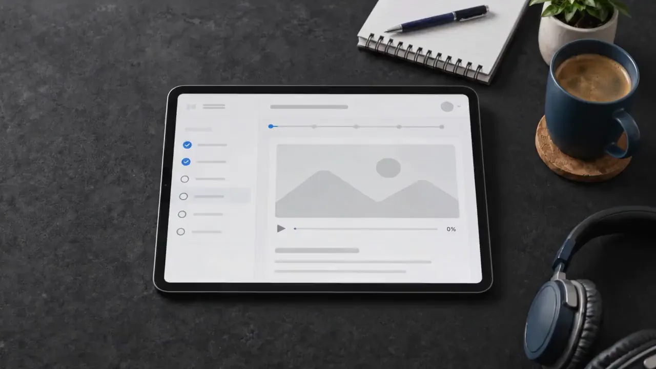 Grafika przedstawiająca nowoczesną platformę e-learningową
