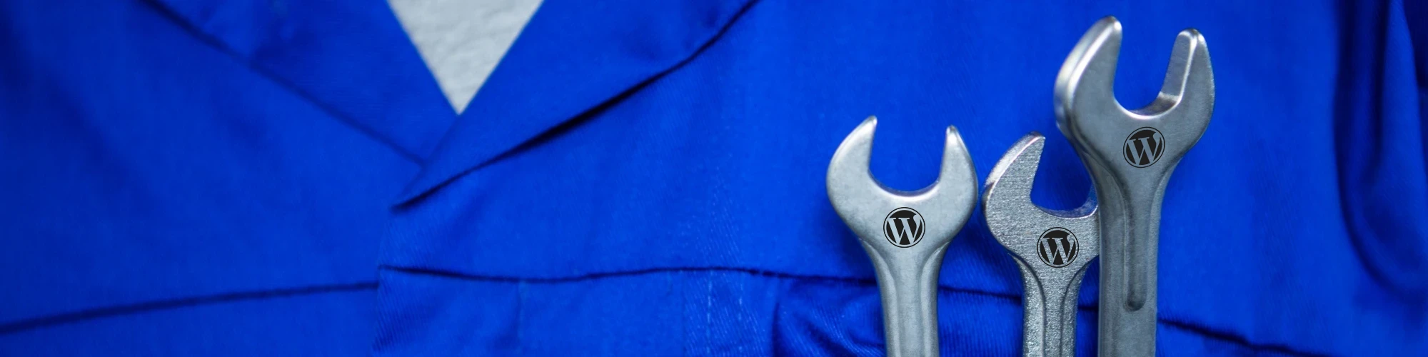 Blue WordPress maintenance background
